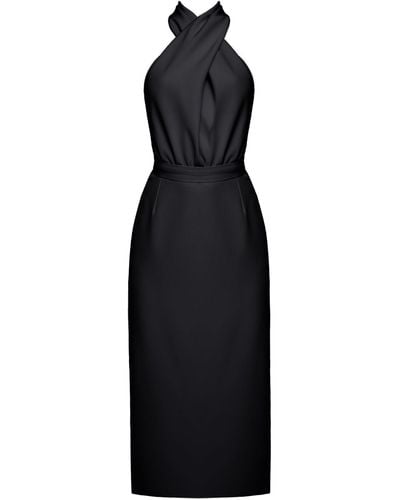 UNDRESS Celia Halter Neck Midi Dress - Black