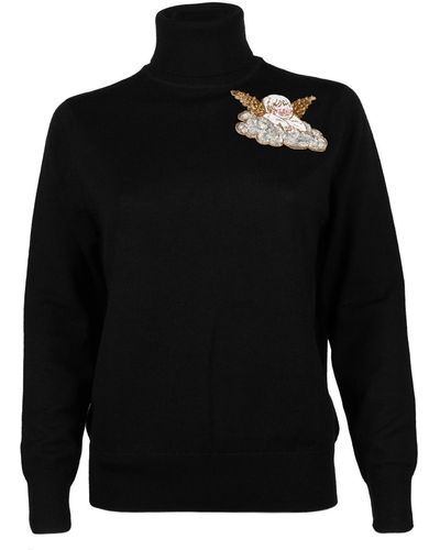Laines London Laines Couture Cherub Embellished Knitted Roll Neck Jumper - Black