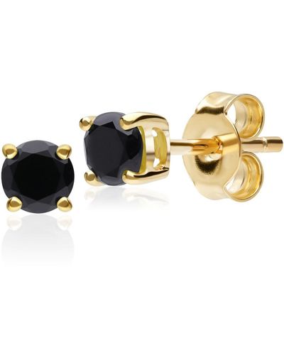 Gemondo Onyx Stud Earrings In Yellow Gold - Black