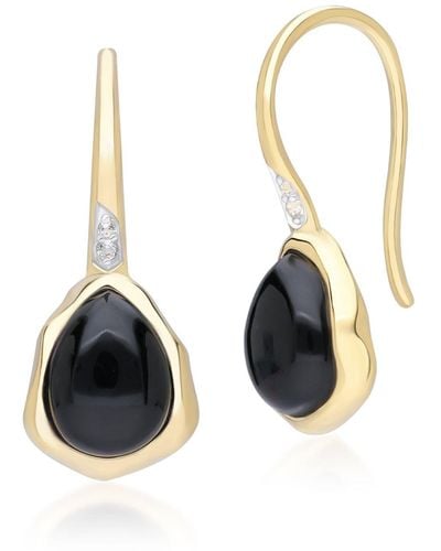 Gemondo Onyx & Topaz Drop Earrings In Gold Plated Sterling Silver - Black