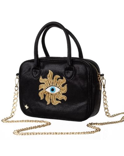 Laines London Couture Metallic Bag With Embellished Mystic Eye - Black