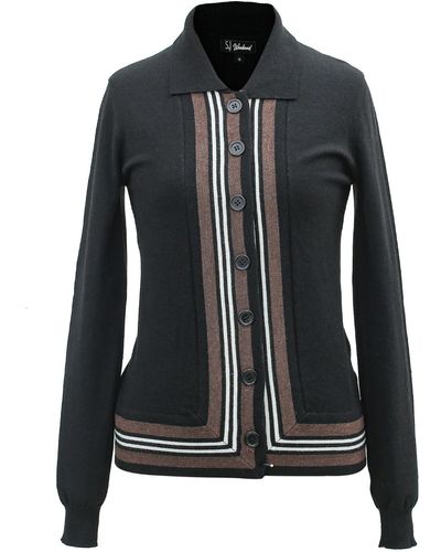Smart and Joy Cardigan With Contrasting Edges- Black And Coffee