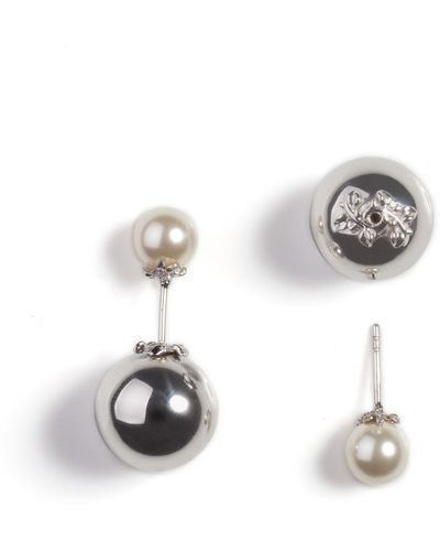 Kasun Orb & Ivory Pearl Stud Earrings - Metallic