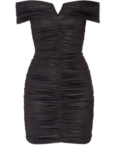 AGGI Alexa Power Strapless Mini Dress With Draped Pleats - Black