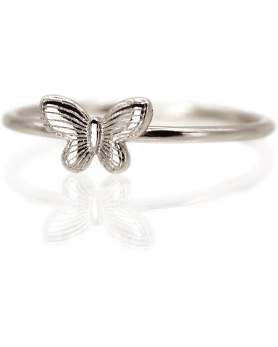 VicStoneNYC Fine Jewelry Timeless Sterling Silver Butterfly Ring - Metallic