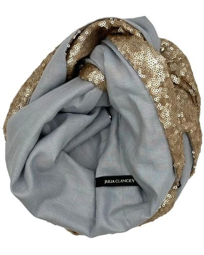 Julia Clancey Classic Linen Sequin Turban - Gray