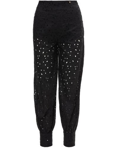 Nissa Embroidered Cotton Pants - Black