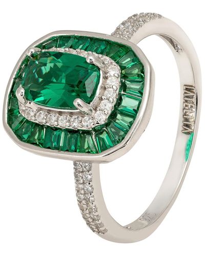 LÁTELITA London Great Gatsby Cocktail Ring Emerald Silver - Green