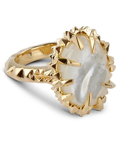 Kasun Ivory Mother Of Pearl Ring Gold - Metallic