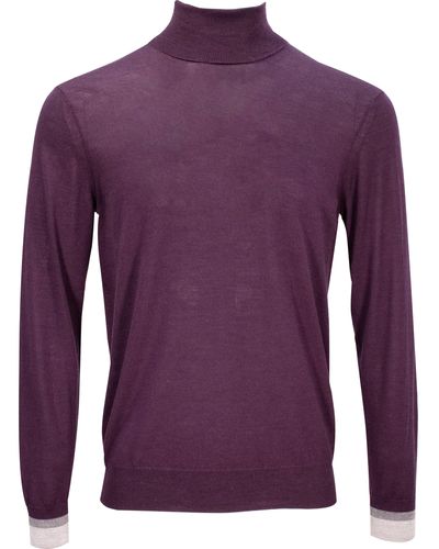 lords of harlech Ronald Merino Turtleneck Sweater - Purple