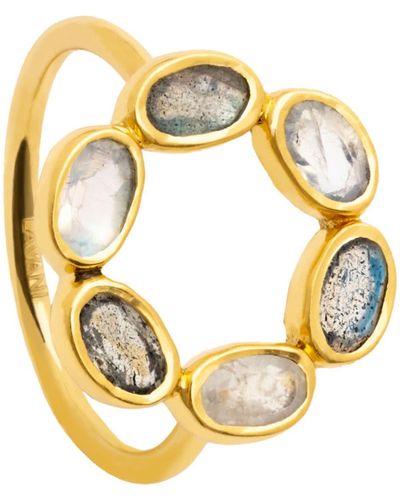 Lavani Jewels White & Gray Circular Karma Ring - Metallic