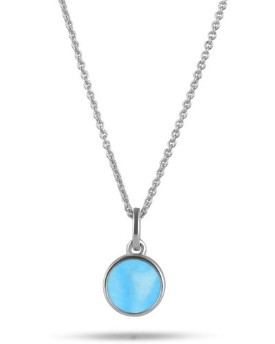 Zohreh V. Jewellery Turquoise Bezel Coin Pendant Sterling Silver - Blue