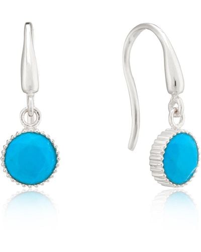 Auree Barcelona Silver December Turquoise Birthstone Hook Earrings - Blue