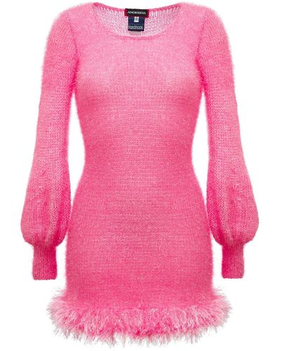 Andreeva Handmade Knit Dress With Glitter - Pink