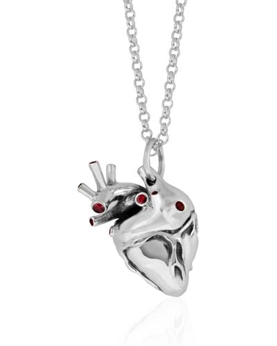 Strange Fruit Heart Pendant With Rubies - Metallic