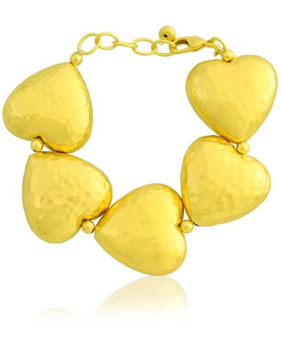 Arvino Hammer Textured Heart Bracelet - Yellow