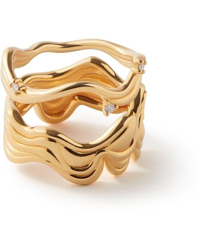 FRIDA & FLORENCE Interwoven Souls Wave Diamond Ring Set - Metallic