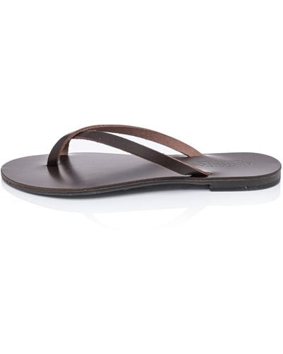 Ancientoo Aphaea Chocolate Handcrafted Leather Flip Flop Sandal For Dressy Thong Sandals For With Casual Summer Vibe - Brown