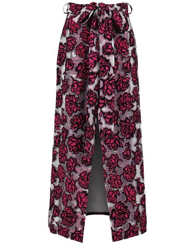 Andreeva Red Rose Lace Jacquard Skirt - Purple
