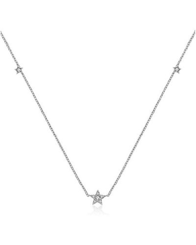 Genevieve Collection 18k Gold Triple Star Shape Diamond Necklace / Choker - Metallic