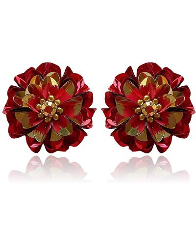 PINAR OZEVLAT Blossom Studs Two Tone - Red