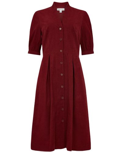 Emily and Fin Stella Needlecord Russet Shirt Dress - Red