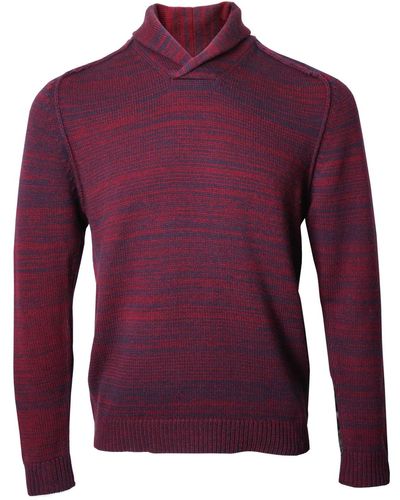 lords of harlech Sweet Shawl Neck Jumper In Burgundy - Multicolour