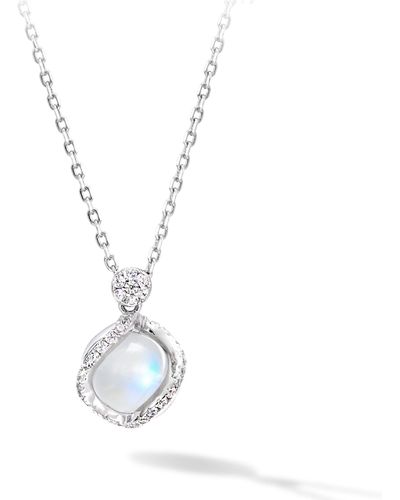 AWNL Blue Moonstone Moving Ball Necklace - Metallic