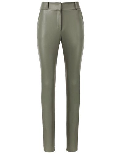 Lita Couture Vegan-leather Trousers In Olive - Green
