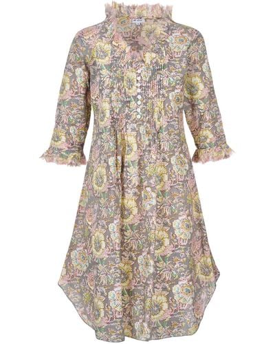 At Last Annabel Cotton Tunic In Dove Floral - Natural