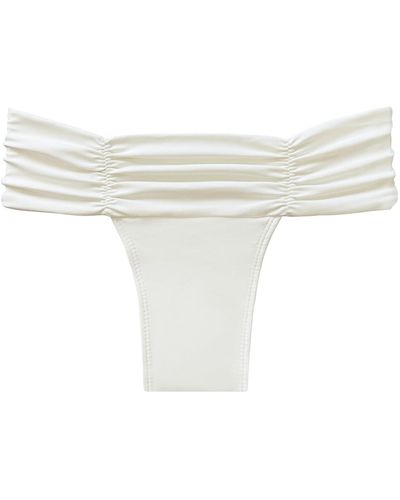 NUAJE NUAJE Ariel Ruched Bikini Bottom In - White