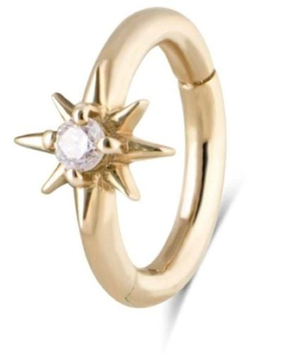 Zohreh V. Jewellery Diamond North Star Seamless huggie Hoop Earring 9k - Metallic