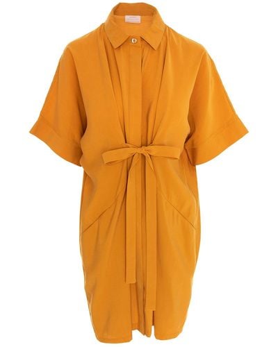 ROSERRY Kaftan Shirt Mini Dress In Mustard - Orange