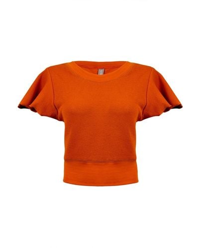 Balletto Athleisure Couture Sweat Fleece Short-sleeved Blouse Mandarini - Orange
