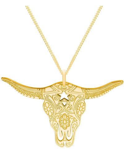CarterGore Medium Texas Longhorn Pendant Necklace - Metallic