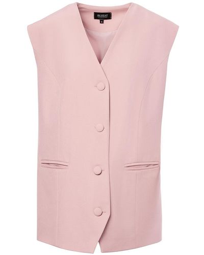 BLUZAT Pastel Pink Oversized Vest With Buttons