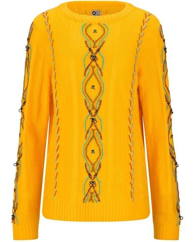 Boutique Kaotique Knitted Yellow Sweated With Embroidered Bugs