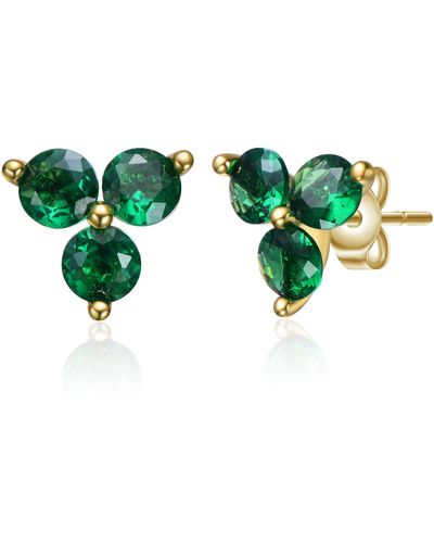 Genevive Jewelry Rachel Glauber Gold Plated Nano Green Cubic Zirconia Stud Earrings