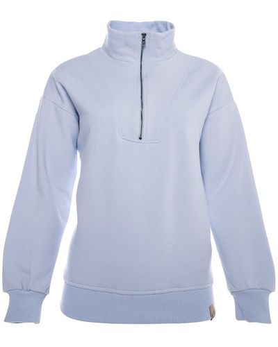 Bee & Alpaca Zipped Neck Sweatshirt - Blue