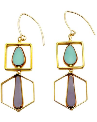 Aracheli Studio Geometric Art Paled Turquoise & Lavender Earrings - Metallic