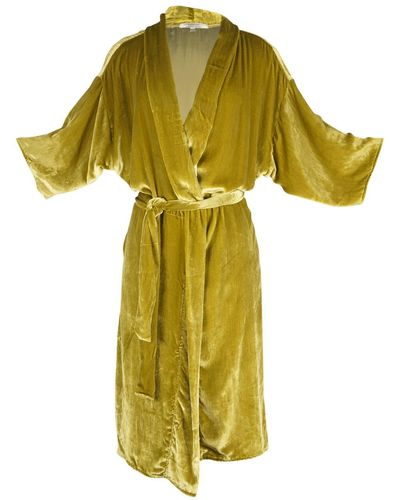 Jennafer Grace Chartreuse Velvet Koi Kimono - Yellow