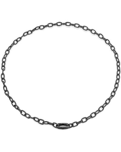SALLY SKOUFIS Shadow Chain Necklace With Natural Sapphire In Premium Black Rhodium - Metallic
