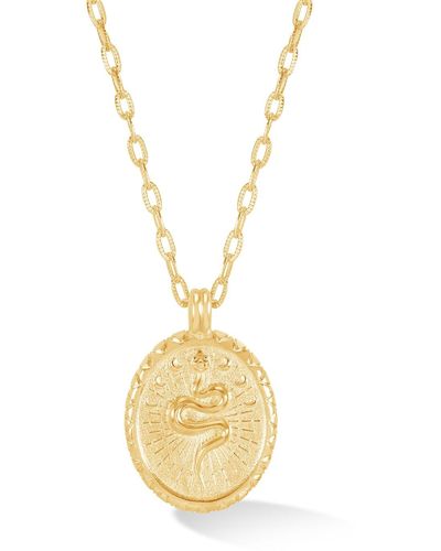 Dower & Hall Snake Talisman Necklace In Vermeil - Metallic