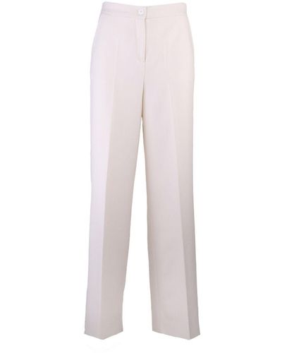 The Extreme Collection Ecru Premium Crepe Trouser Maureen - White