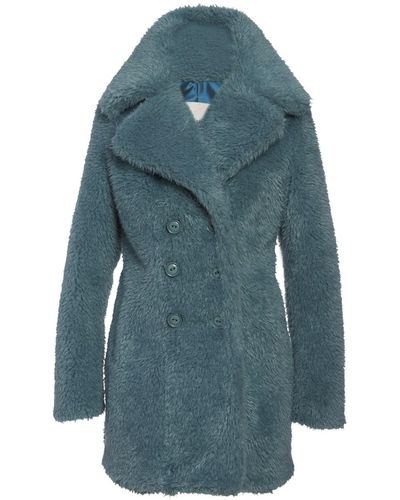 N'Onat Teddy Vegan Double Breasted Short Coat In - Blue