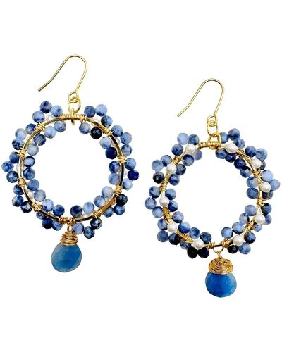 Farra Sodalite Dangle Earrings - Blue