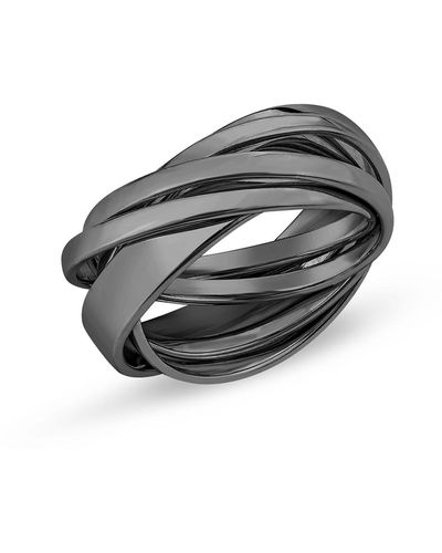 SALLY SKOUFIS Androg Ring In Rhodium - Black