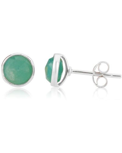 Auree Savanne Sterling Silver & Amazonite Stud Earrings - Green