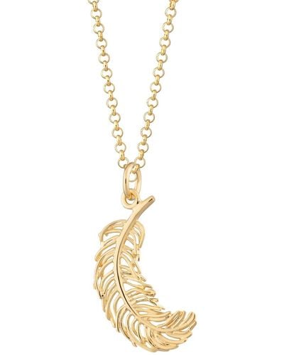 Lily Charmed Large Plated Feather Necklace - Metallic
