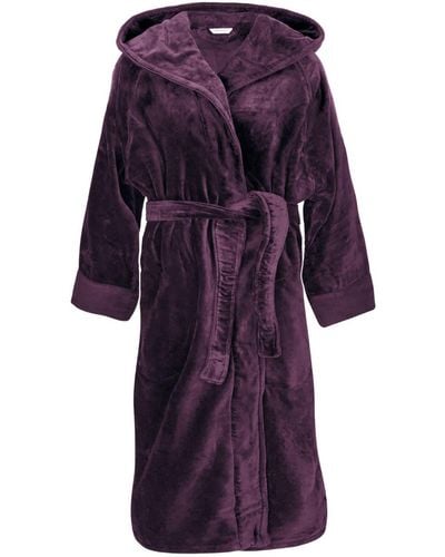 Pasithea Sleep Organic Cotton Hooded Robe In Aubergine - Purple